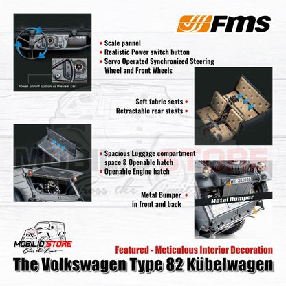 FMS Volkswagen Tipe 82 Kubelwagen Skala 1:12 RTR RC Car Crawler