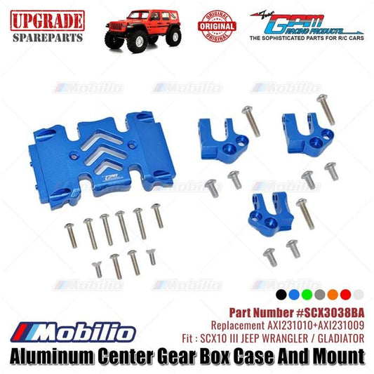 GPM Part #SCX3038BA Center Gear Box Case Skid Plate Mount Axial SCX10 III Wrangler Gladiator AXI231010 AXI231009 Replacement  Remote Control
