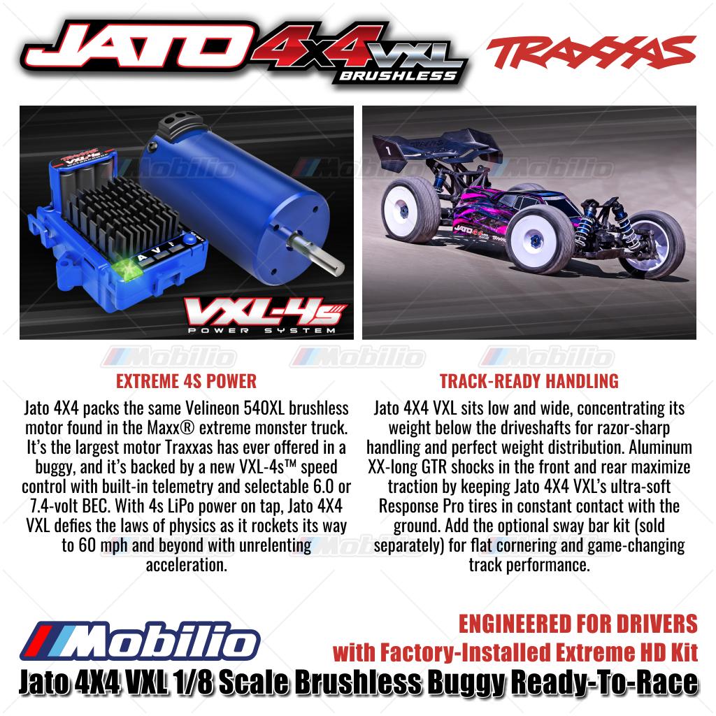 Traxxas 90386-4 Jato 4X4 VXL 1/8 Scale Brushless Buggy dengan Kit Extreme HD Pabrik RTR Kontrol Jarak Jauh &amp; Gear Velineon