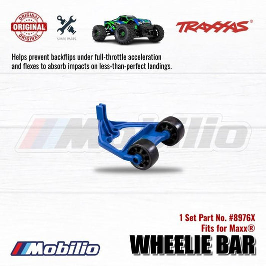 Traxxas Part #8976X Wheelie Bar Biru untuk Truk Monster RC Maxx
