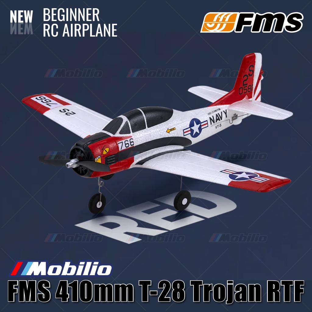Pesawat RC Mikro FMS 410mm T-28 Trojan RTF Mudah Diterbangkan untuk Pemula