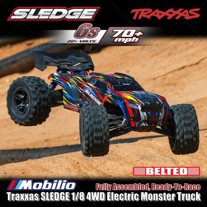 Traxxas 95096-4 SLEDGE 1/8 Truk Rakasa 6s Tanpa Sikat 2.4GHz 4WD RTR TQI TSM Ban Sabuk
