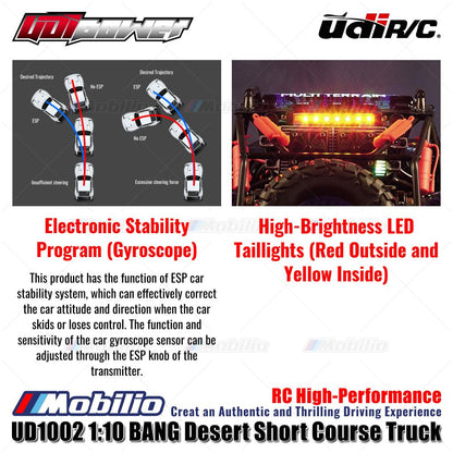 UDIR/C UD-1002 UDIPOWER BANG Desert Short Course Truck UD1002 RC High-Performance 1:10 Scale RTR