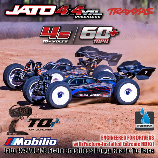 Traxxas 90386-4 Jato 4X4 VXL 1/8 Scale Brushless Buggy dengan Kit Extreme HD Pabrik RTR Kontrol Jarak Jauh &amp; Gear Velineon