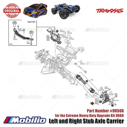 Traxxas Part #9050X Stub Axle Carriers Extreme Heavy Duty Blue for 9080 Upgrade RC Ford ST Rally Rustler Slash Stampede