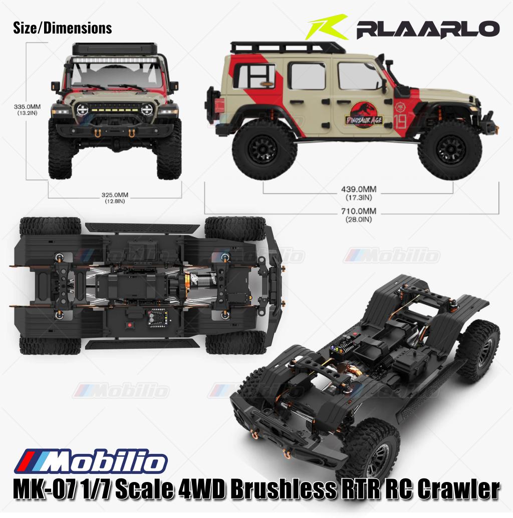 Rlaarlo MK-07 Skala 1/7 4WD Brushless RTR 2.4GHz RC Crawler Desain Bertema Dinosaurus yang Dilukis Tangan, Petualangan, Kendali Jarak Jauh