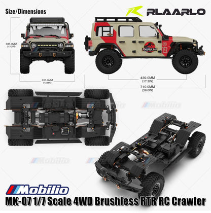 Rlaarlo MK-07 Skala 1/7 4WD Brushless RTR 2.4GHz RC Crawler Desain Bertema Dinosaurus yang Dilukis Tangan, Petualangan, Kendali Jarak Jauh
