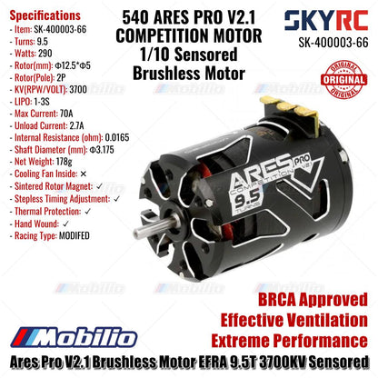 SKYRC #SK-400003 Ares Pro V2.1 Motor Brushless Bersensor Disetujui BRCA Ventilasi Efektif Performa Ekstrem