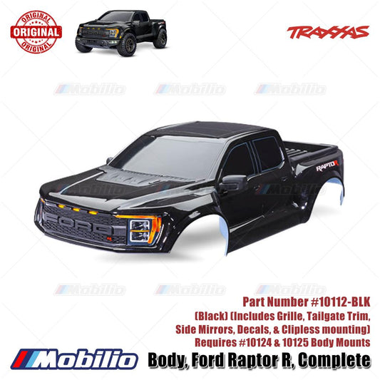 Traxxas Part #10112-BLK Bodi Lengkap Ford Raptor R (Hitam) untuk RC Ford F-150 Raptor R 4X4