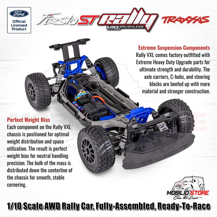 Traxxas 74276-4 Ford Fiesta ST Rally VXL Brushless 1/10 Scale AWD Rally Car RTR 60+ MPH dengan Velineon VXL-3s ESC dan TQi 2.4 GHz Radio System - Kontrol