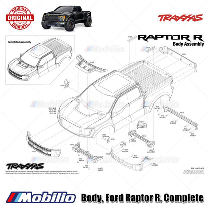Traxxas Part #10112-BLK Body Ford Raptor R Complete (Black) for RC Ford F-150 Raptor R 4X4