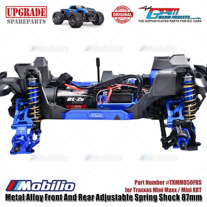 GPM Part #TXMM087FR Alloy Front and Rear Adjustable Spring Shock 87mm for RC Traxxas Mini Maxx / Mini XRT