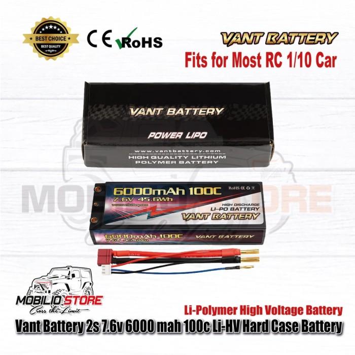 Baterai Vant 2S 7.6V 6000 mAh 100C Li-HV Li-Polimer Hard Case