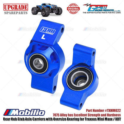 GPM Part #TXMM022 7075 Alloy Rear Hub Stub Axle Carriers with Oversize Bearing for Traxxas Mini Maxx / Mini XRT
