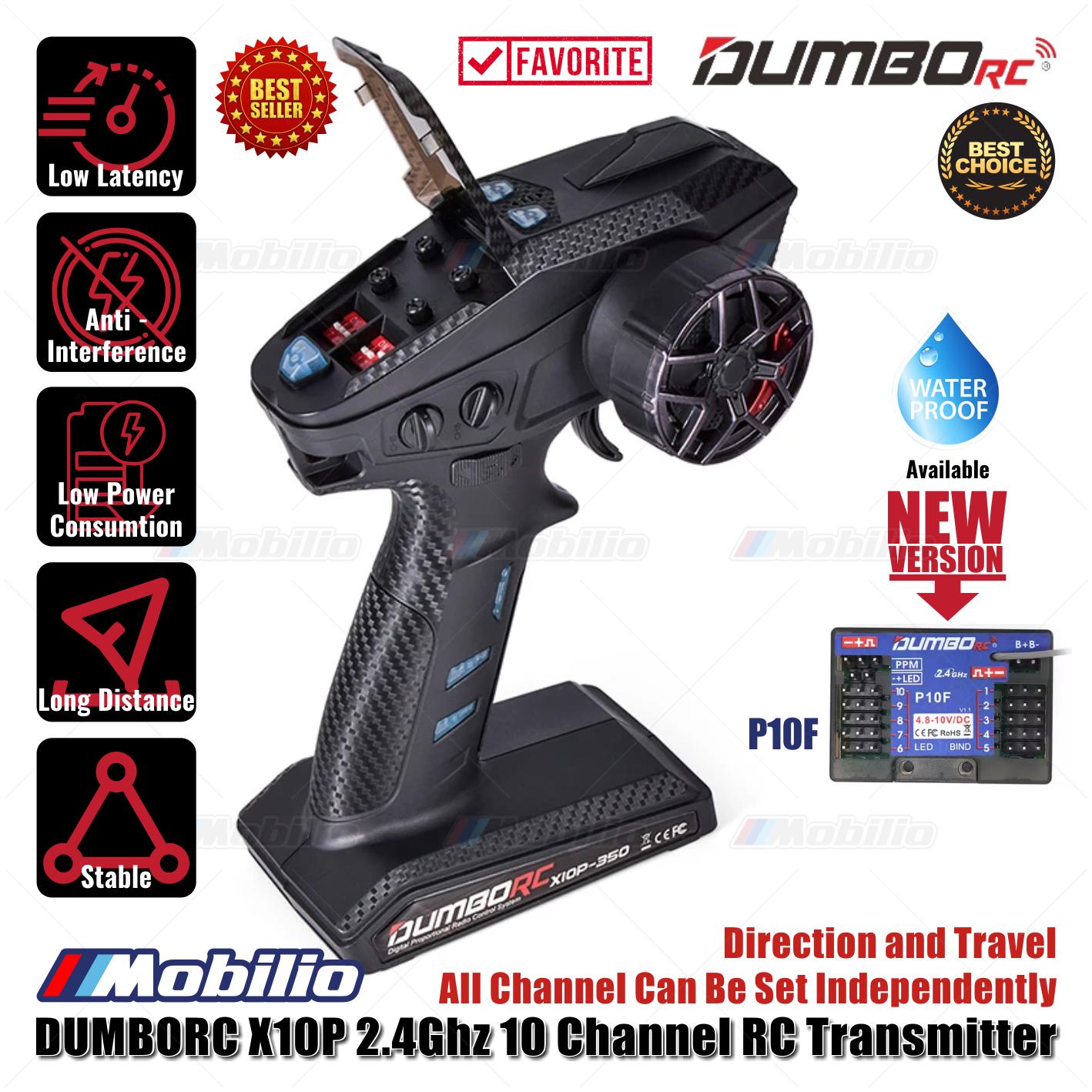 Dumborc X10P-350 10 Channel 2.4GHZ Transmitter with Receiver P10F P10FG P6DC Waterproof Version Available for Remote Control Car Boat Tank All Types of RC Models