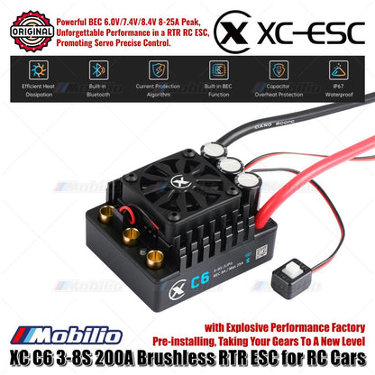 XC-ESC C6 Tanpa Sensor Brushless RTR ESC 3-8S 200A untuk Mobil RC