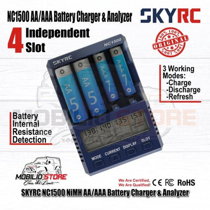 SKYRC NC1500 AA/AAA Charger & Penganalisis Baterai NiMH 5V 2.1A Input USB