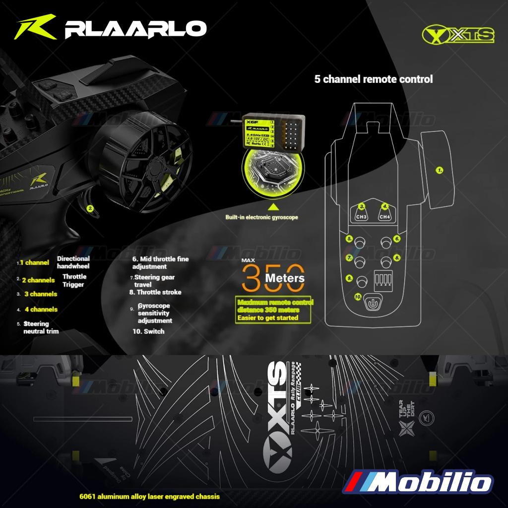 Rlaarlo XTS-F10 Mobil Reli Tanpa Sikat Skala 1/10 RTR Versi KIT Serat Karbon dengan Kontrol Jarak Jauh