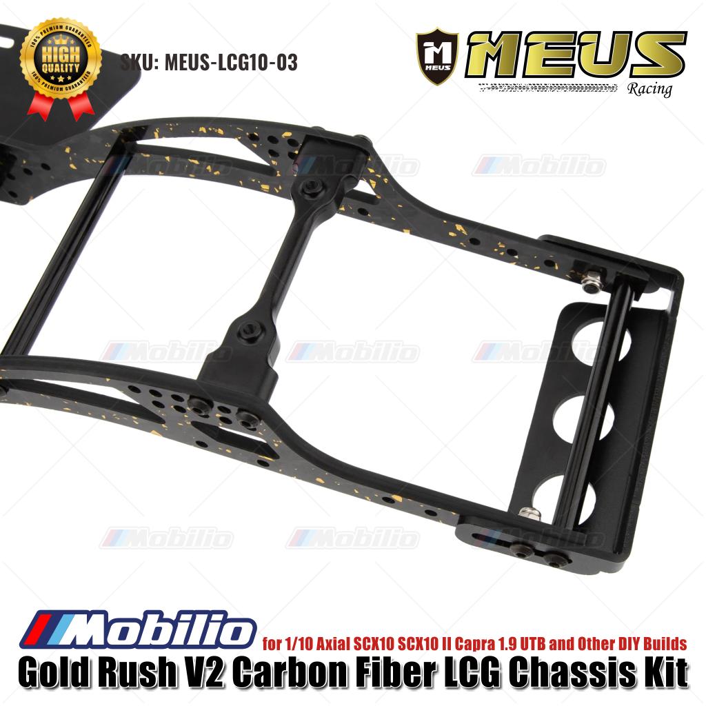 MEUS Racing Gold Rush V2 Carbon Fiber LCG Chassis Kit MEUS-LCG10-03 untuk 1/10 Axial SCX10 SCX10 II Capra 1.9 UTB dan Rakitan DIY Lainnya