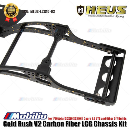 MEUS Racing Gold Rush V2 Carbon Fiber LCG Chassis Kit MEUS-LCG10-03 untuk 1/10 Axial SCX10 SCX10 II Capra 1.9 UTB dan Rakitan DIY Lainnya