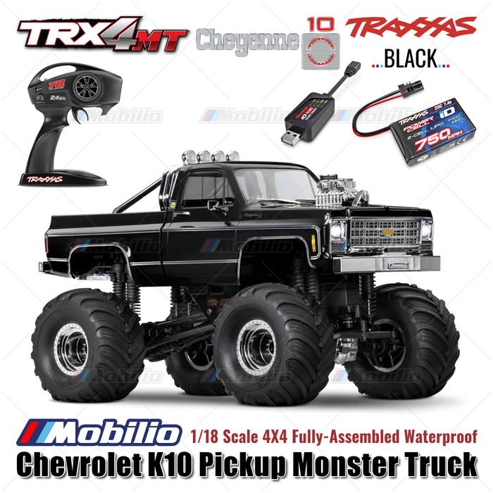 Traxxas 98064-1 TRX-4MT Chevrolet K10 Pickup Monster Truck Bigfoot Skala 1/18 4X4 RTR Rakitan Lengkap Tahan Air TRX4MT Tanpa Klip