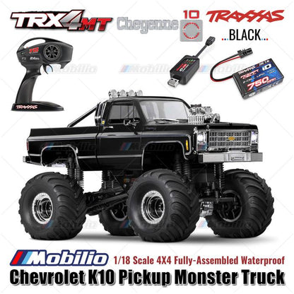 Traxxas 98064-1 TRX-4MT Chevrolet K10 Pickup Monster Truck Bigfoot Skala 1/18 4X4 RTR Rakitan Lengkap Tahan Air TRX4MT Tanpa Klip