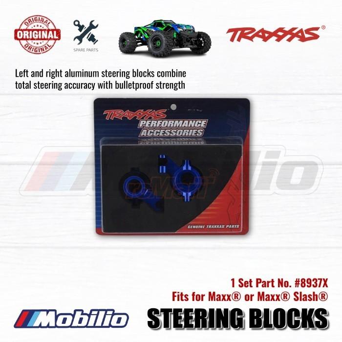 Traxxas Part #8937X Steering Blocks Blue-anodized Left & Right for RC Slash Maxx Truck