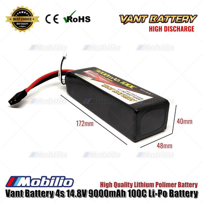 Baterai Lipo Polimer Lithium Vant Battery 14.8V 4S 9000mAh 100C Kotak Lunak RC