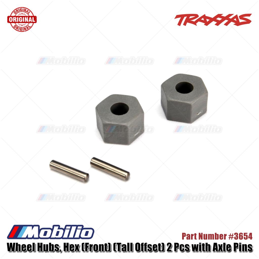 Traxxas Part #3654 Wheel Hubs, 12mm Hex (Front) (Tall Offset) 2 Pcs with Axle Pins
