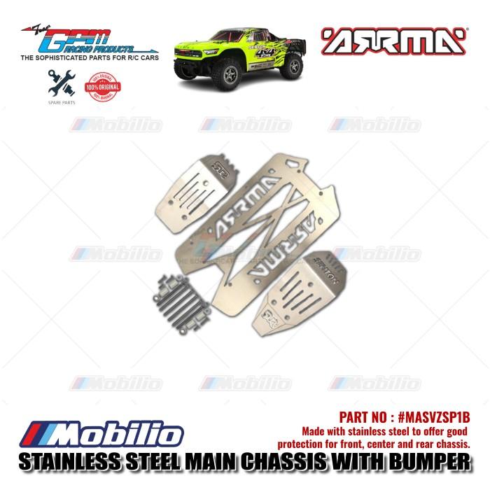GPM Part #MASVZSP1B Stainless Steel Main Chassis With Bumper (Hollow Version) Arrma Senton V3 3S BLX Short Course