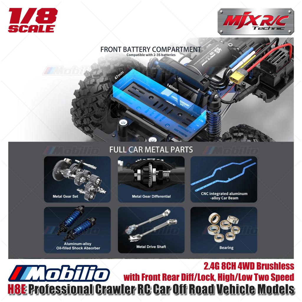 MJX H8E Mobil RC Perangkak Profesional Model Kendaraan Off Road Skala 1/8 2.4G 8CH 4WD Sistem FOC Tanpa Sikat