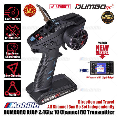 Dumborc X10P-350 10 Channel 2.4GHZ Transmitter with Receiver P10F P10FG P6DC Waterproof Version Available for Remote Control Car Boat Tank All Types of RC Models