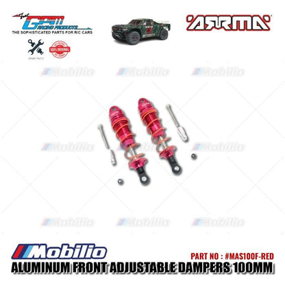 GPM Part #MAS100F Aluminum Front Adjustable Dampers 100mm Arrma Senton 6S BLX Short Course