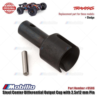 Traxxas Part #9586 Steel Center Differential Output Cup with 2.5x12 mm Pin RC Sledge 1/8 Scale Off-Road