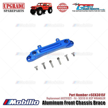 GPM Part #SCX3015F Aluminum Front Chassis Brace Upgrade Axial SCX10 III Jeep Wrangler AXI231021 Replacement