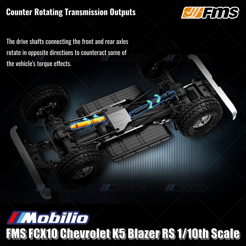 FMS FCX10 Chevrolet K5 Blazer RS ​​1/10 Lisensi Resmi RTR RC Crawler Performa Ekstrem