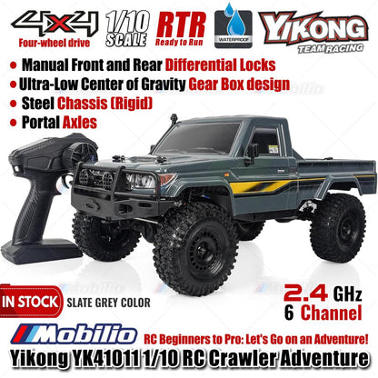Yikong YK41011 1/10 RC Crawler Adventure 2.4GHz RTR Manual Differential Locks & Steel Chassis Ready to Run