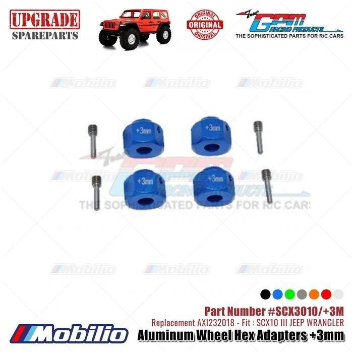 GPM Part #SCX3010/+3M Aluminum Wheel Hex Adapters +3mm Upgrade Axial SCX10 III Jeep Wrangler AXI232018 Replacement  Remote Control