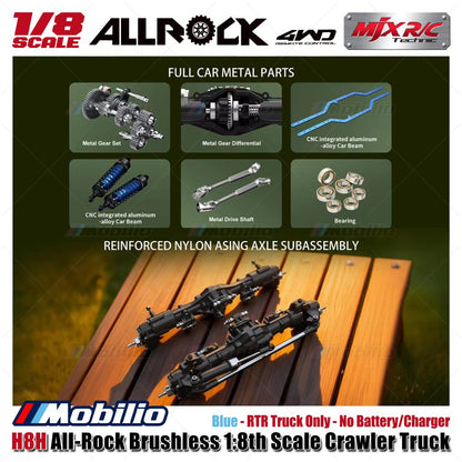 MJX H8H All-Rock Brushless 1:8th Scale Crawler Truck AllRock 4WD Biru RTR