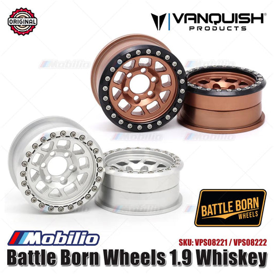Vanquish Products 1.9 Aluminum Battle Born Wheels Whiskey Beadlock Wheels #VPS08221 #VPS08222
