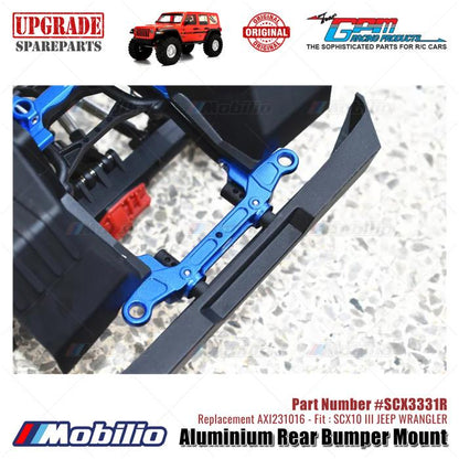 GPM Part #SCX3331R Aluminium Rear Bumper Mount Upgrade Axial SCX10 III Jeep Wrangler AXI231016 Replacement