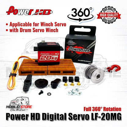 Power HD Digital Servo LF-20MG 360 Rotation 20 Kg Metal Gear RC Winch