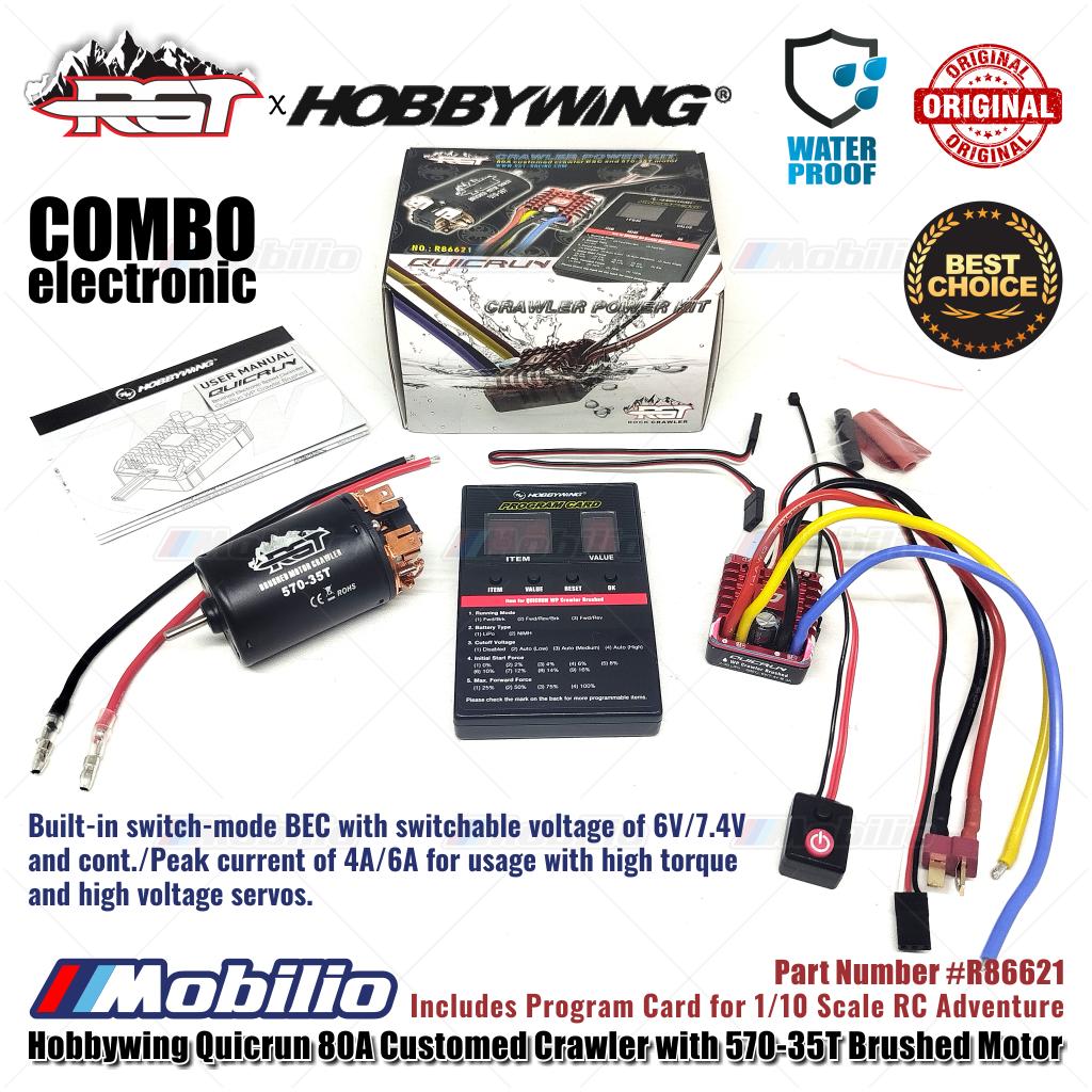 RGT Part #R86621 Hobbywing Quicrun 80A Customed Crawler Power KIT dengan Kombo Motor Brushed 570-35T RC Elektronik 1/10 Petualangan