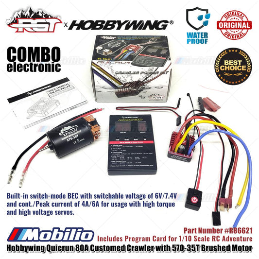 RGT Part #R86621 Hobbywing Quicrun 80A Customed Crawler Power KIT dengan Kombo Motor Brushed 570-35T RC Elektronik 1/10 Petualangan