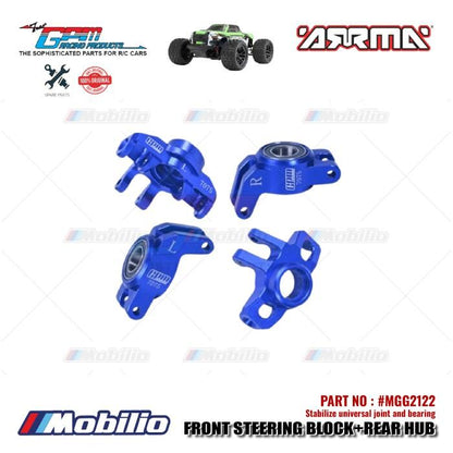 GPM Part #MGG2122 Alloy Front Steering Block + Rear Hub (Larger Inner Bearings) RC Arrma Granite Typhon Grom Mega Monster Truck