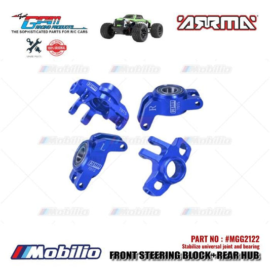 GPM Part #MGG2122 Alloy Front Steering Block + Rear Hub (Larger Inner Bearings) RC Arrma Granite Typhon Grom Mega Monster Truck