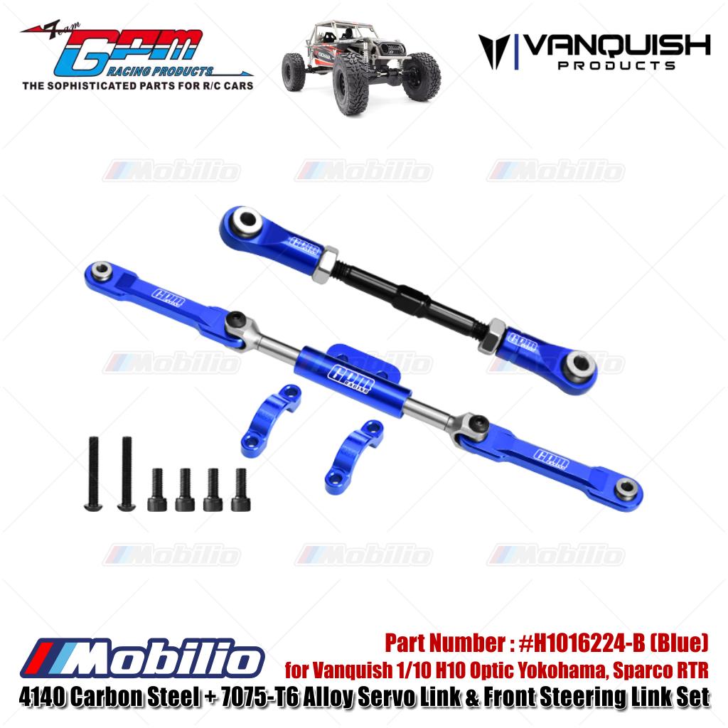 GPM Part #H1016224 4140 Carbon Steel + 7075-T6 Alloy Servo Link & Front Steering Link Set for Vanquish 1/10 H10 Optic Yokohama Sparco RTR