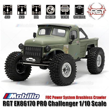 RGT EX86170 PRO Challenger 1/10 2.4G 4WD Mobil RC Brushless Rock Crawler Petualangan Off-Road