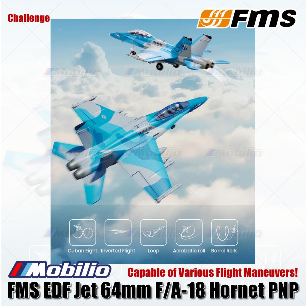 FMS EDF Jet 64mm F/A-18 Hornet PNP Desain Ulang Keunggulan Udara Melanjutkan Legenda Pertempuran Udara Pemodelan Aero