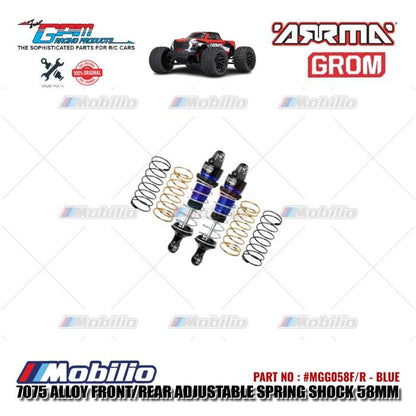 GPM Part #MGG058F/R 7075 Alloy Front/Rear Adjustable Spring Shock 58mm RC Arrma Mini Granite Typhon Mojave Mega Grom 4x4